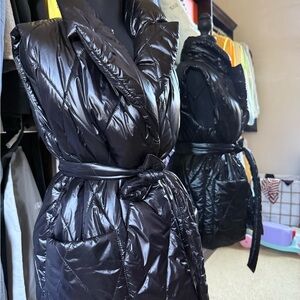 Shiny Black Quilted Puffer Vest